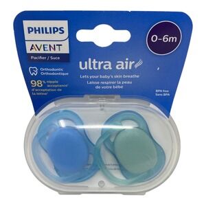 Philips Avent Ultra Air Pacifier 0-6m Orthodontic BPA Free Baby Soother Blue NEW